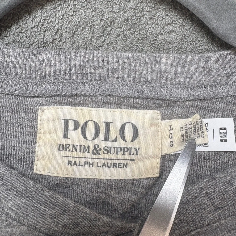 Ralph Lauren Polo Denim & Supply Slub Jersey Henley Shirt Mens Large Gray Casual
